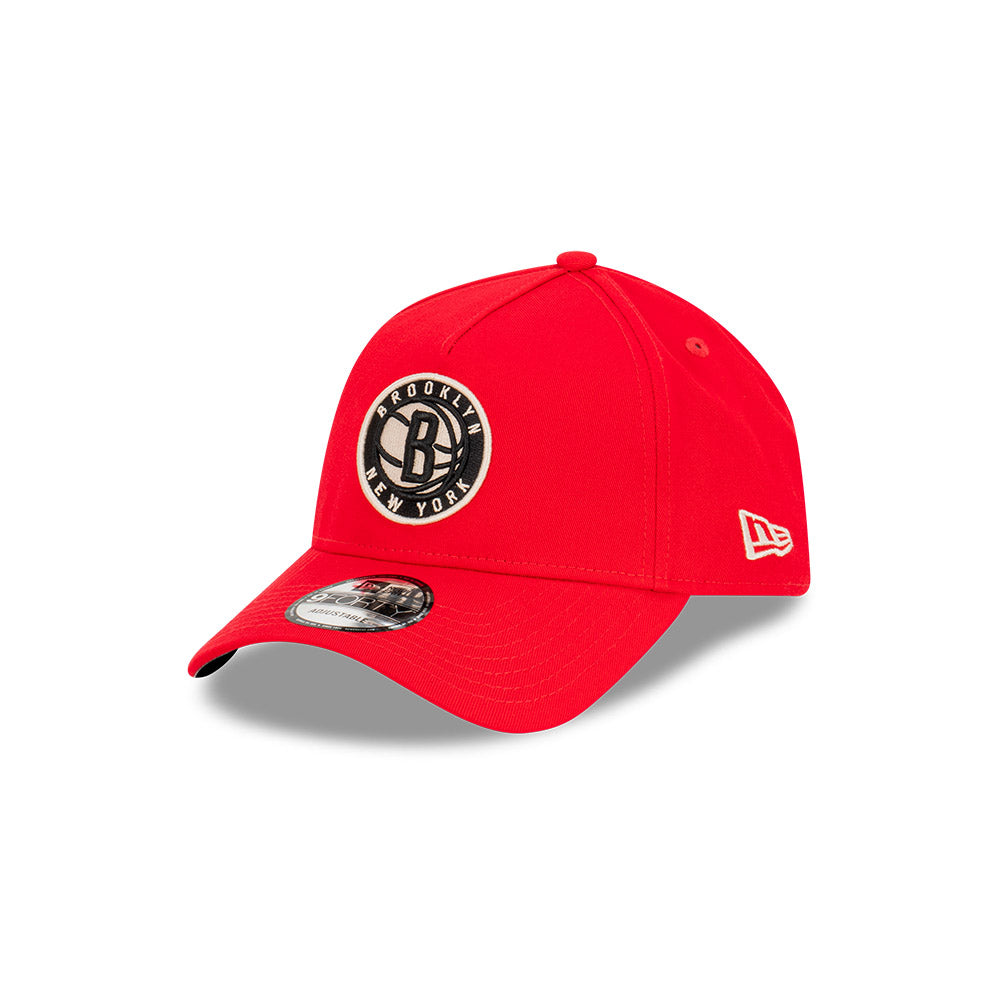 Brooklyn Nets Hat - Scarlet Stone 9Forty A-Frame Snapback - New Era