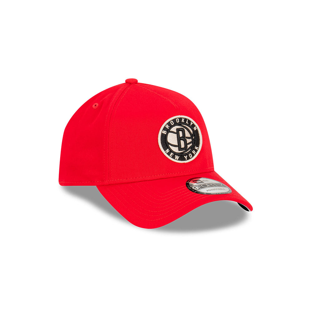 Brooklyn Nets Hat - Scarlet Stone 9Forty A-Frame Snapback - New Era