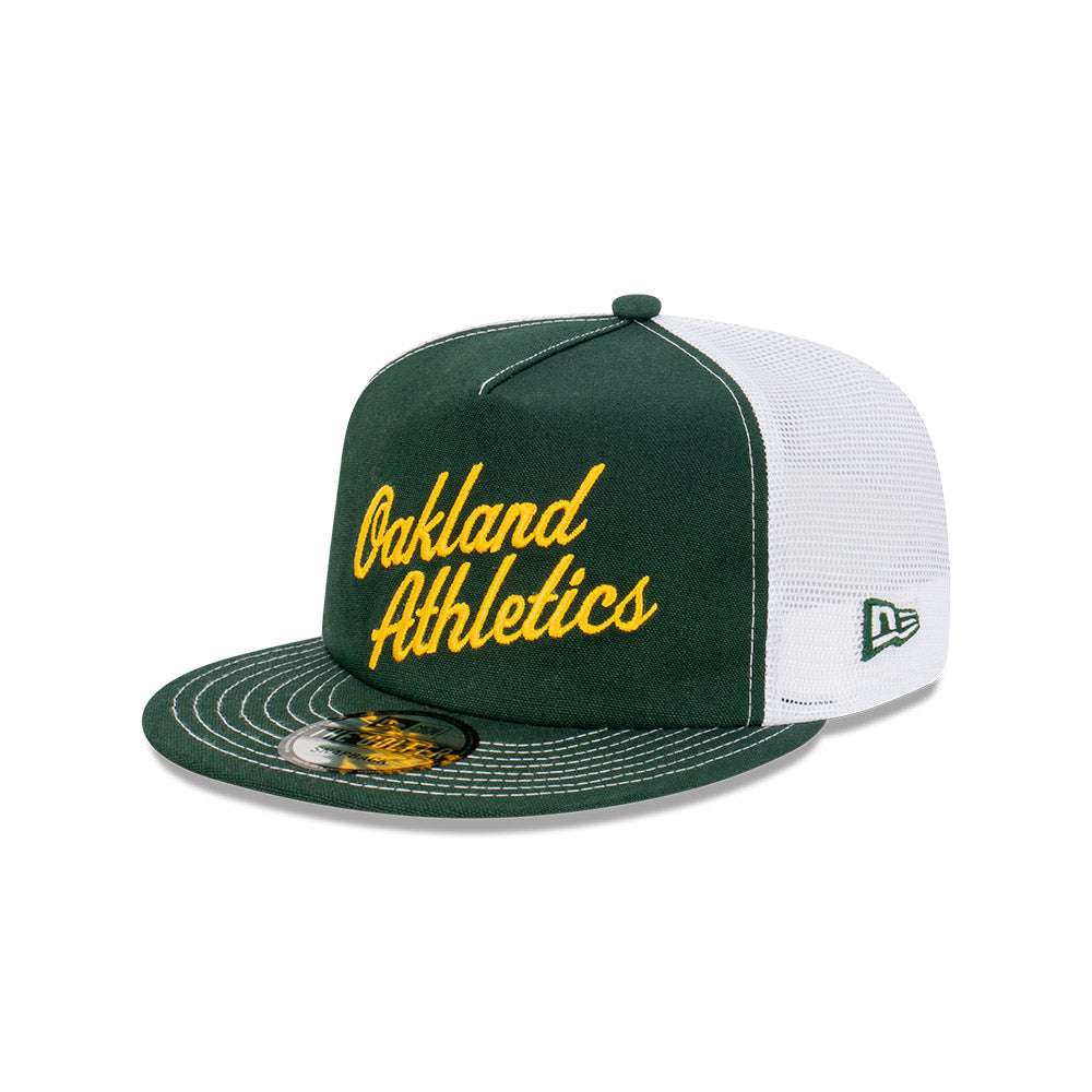 Oakland Athletics Hat - Green Archive Americana Golfer Trucker Snapback - New Era