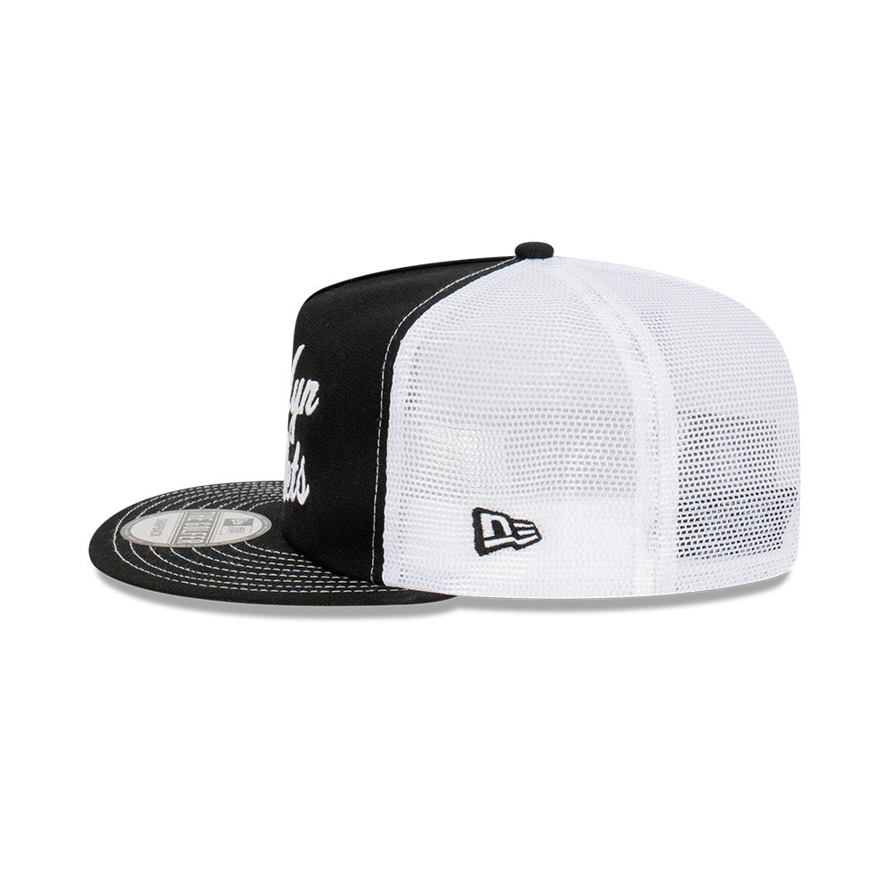 Brooklyn Nets Hat - Black Archive Americana Golfer Trucker Snapback - New Era