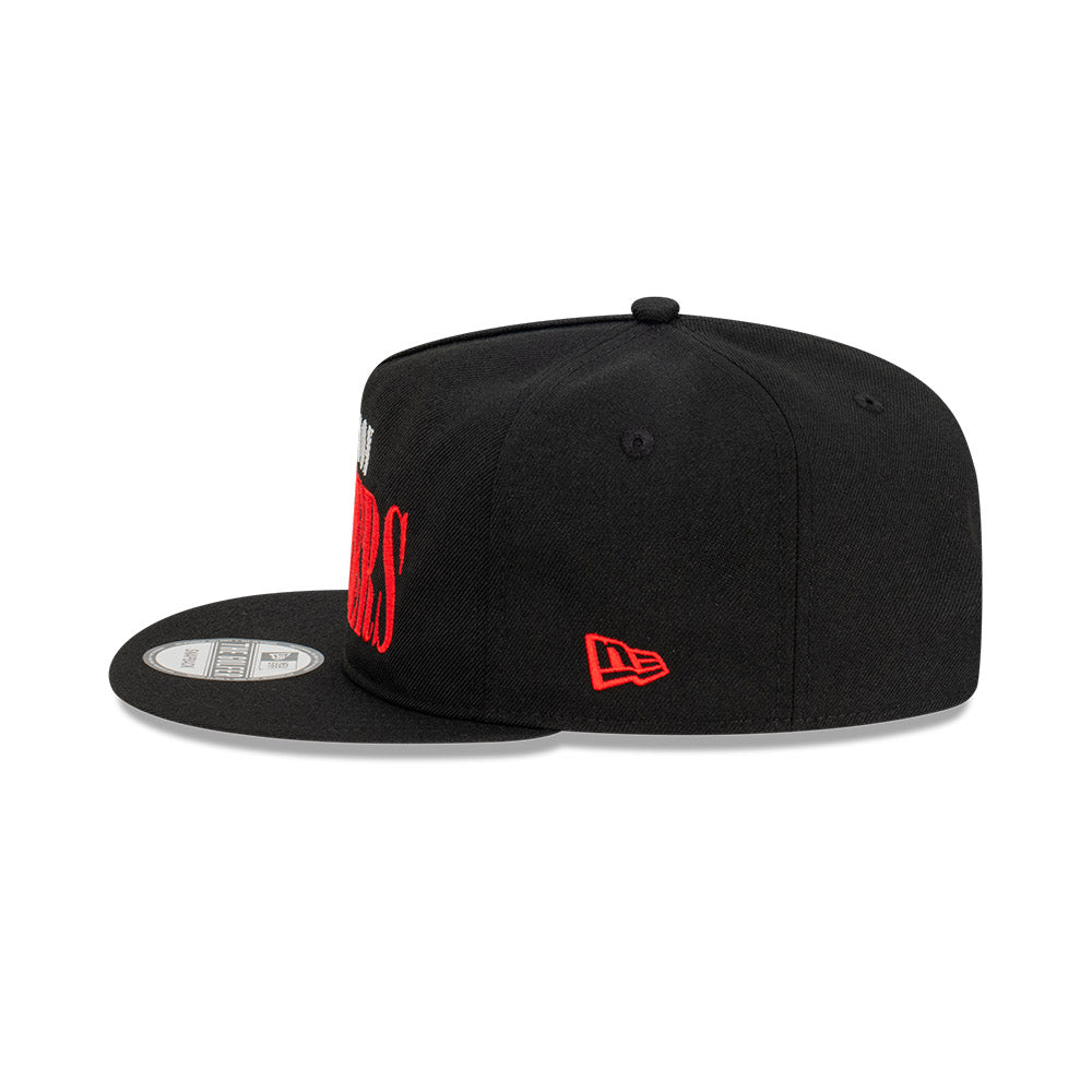 Essendon Bombers Hat - 2023 AFL Black Tall Text The Golfer Snapback - New Era