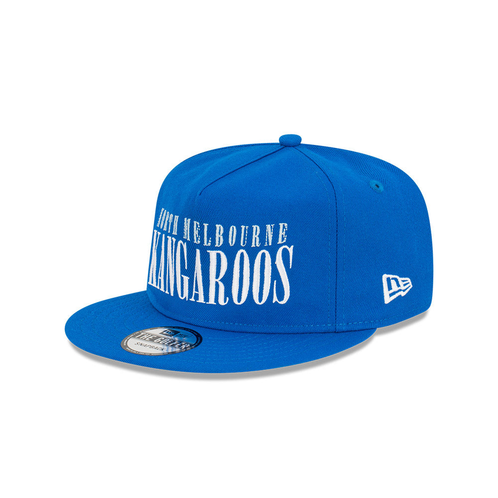 North Melbourne Kangaroos Hat - 2023 AFL Blue Tall Text The Golfer Snapback - New Era