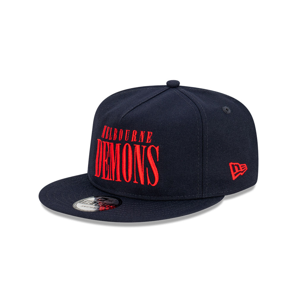 Melbourne Demons Hat - 2023 AFL Navy Tall Text The Golfer Snapback - New Era