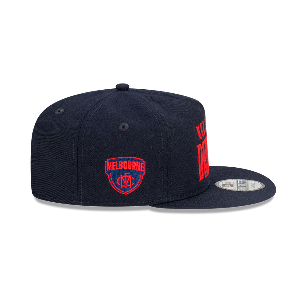 Melbourne Demons Hat - 2023 AFL Navy Tall Text The Golfer Snapback - New Era