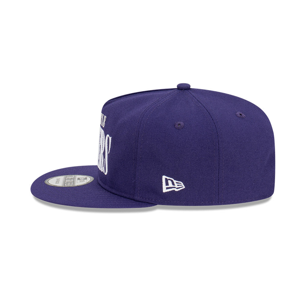 Fremantle Dockers Hat - 2023 AFL Purple Tall Text The Golfer Snapback - New Era