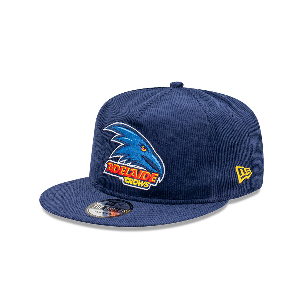 Adelaide Crows Hat - 2023 AFL Navy Corduroy The Golfer Snapback - New Era