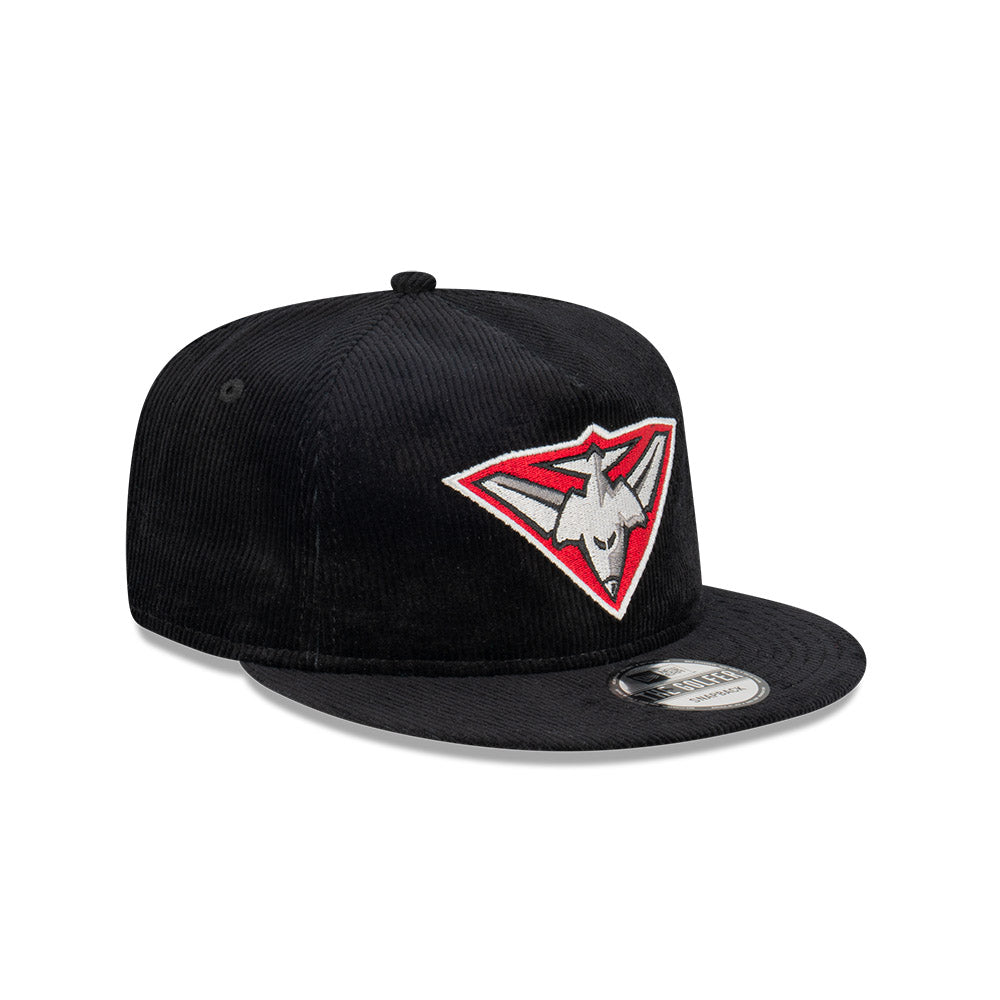 Essendon Bombers Hat - 2023 AFL Black Corduroy The Golfer Snapback - New Era
