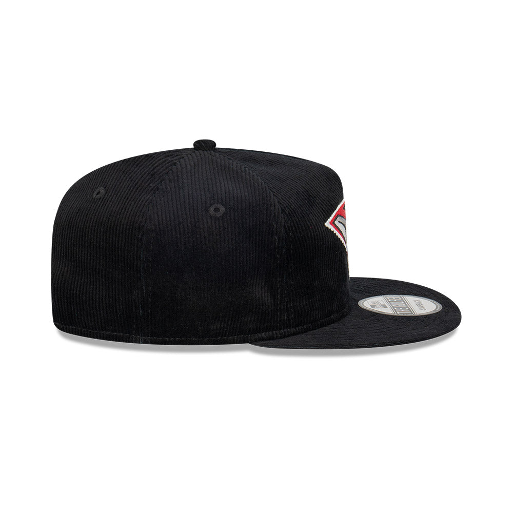 Essendon Bombers Hat - 2023 AFL Black Corduroy The Golfer Snapback - New Era