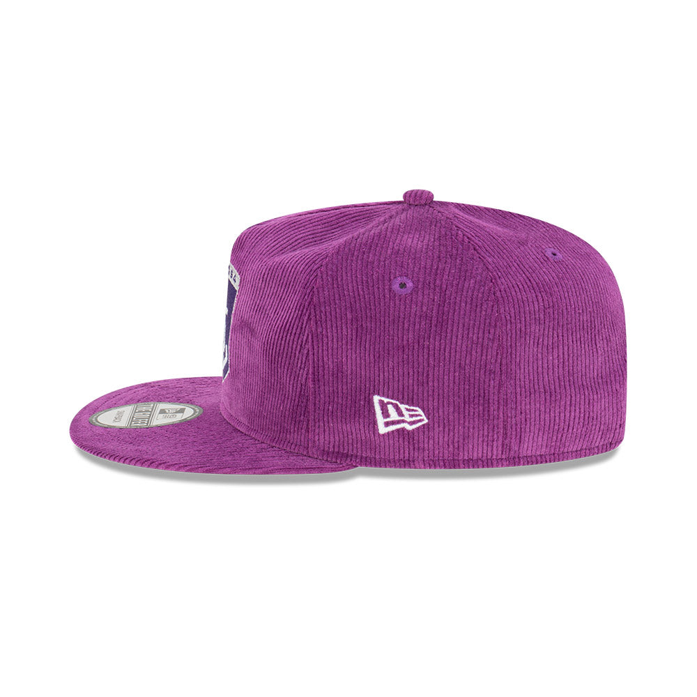 Fremantle Dockers Hat - 2023 AFL Purple Corduroy The Golfer Snapback - New Era