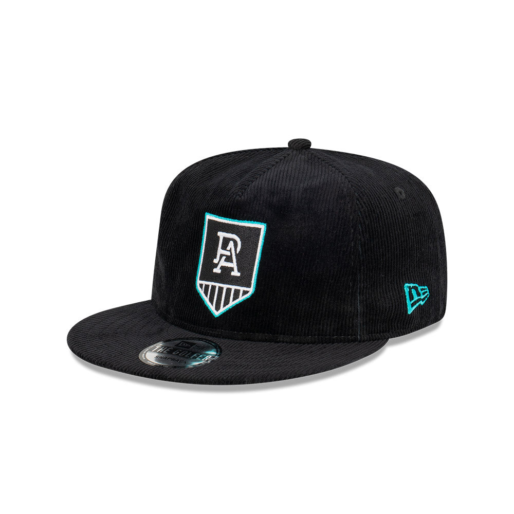 Port Adelaide Power Hat - 2023 AFL Black Corduroy The Golfer Snapback - New Era