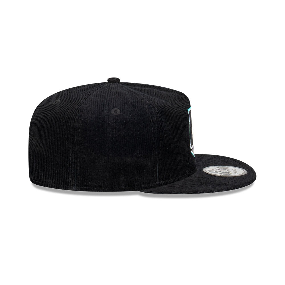 Port Adelaide Power Hat - 2023 AFL Black Corduroy The Golfer Snapback - New Era