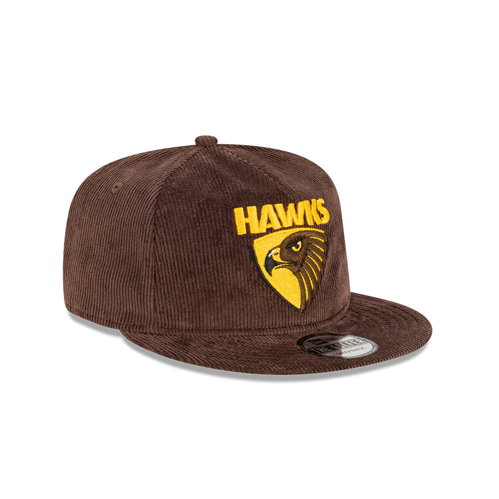 Hawthorn Hawks Hat - 2023 AFL Brown Corduroy The Golfer Snapback - New Era