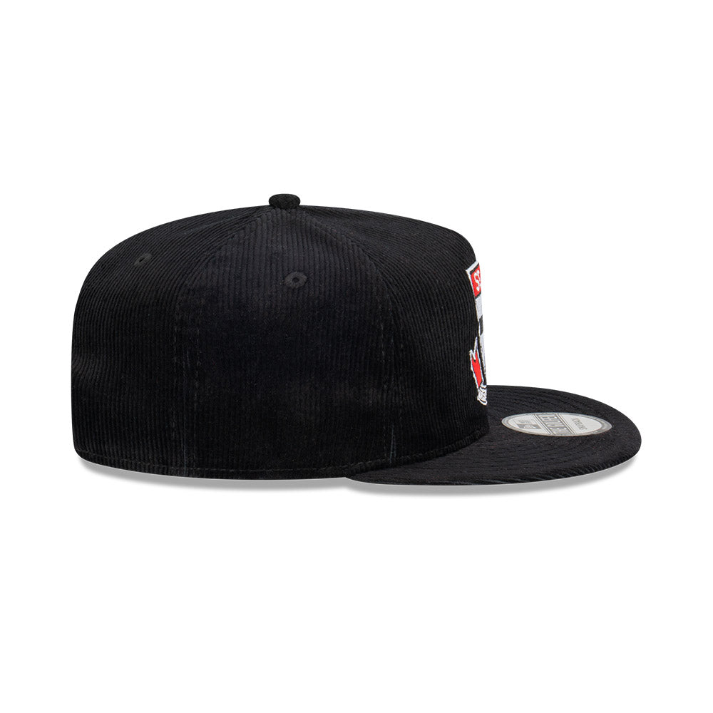 St Kilda Saints Hat - 2023 AFL Black Corduroy The Golfer Snapback - New Era