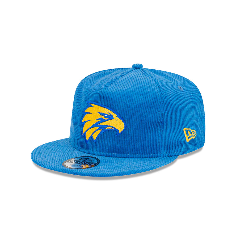 West Coast Eagles Hat - 2023 AFL Blue Corduroy The Golfer Snapback - New Era