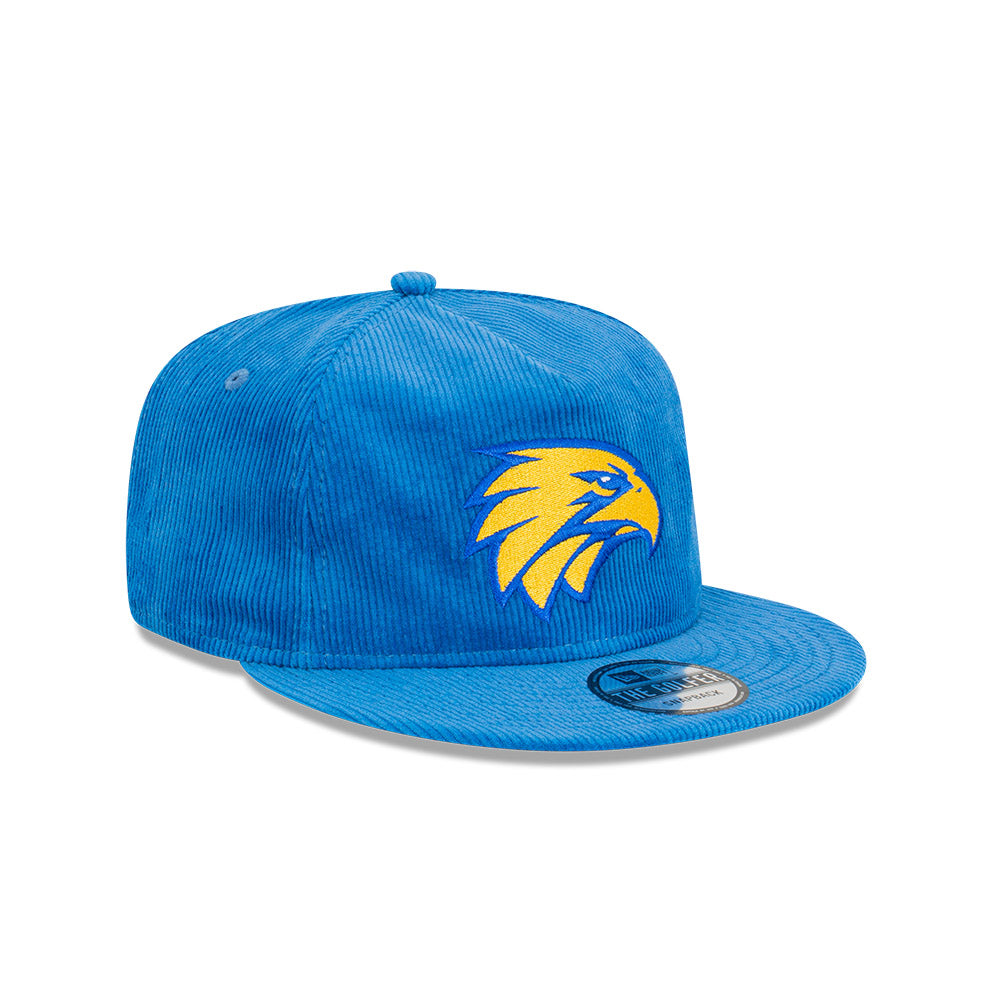 West Coast Eagles Hat - 2023 AFL Blue Corduroy The Golfer Snapback - New Era