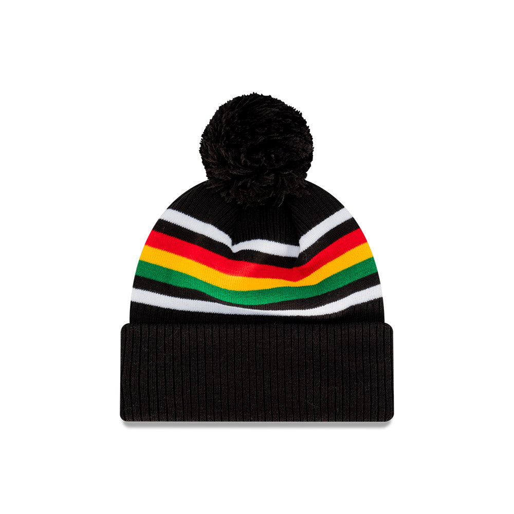 Penrith Panthers Beanie - NRL Official Team Colours Stripe Pom - New Era
