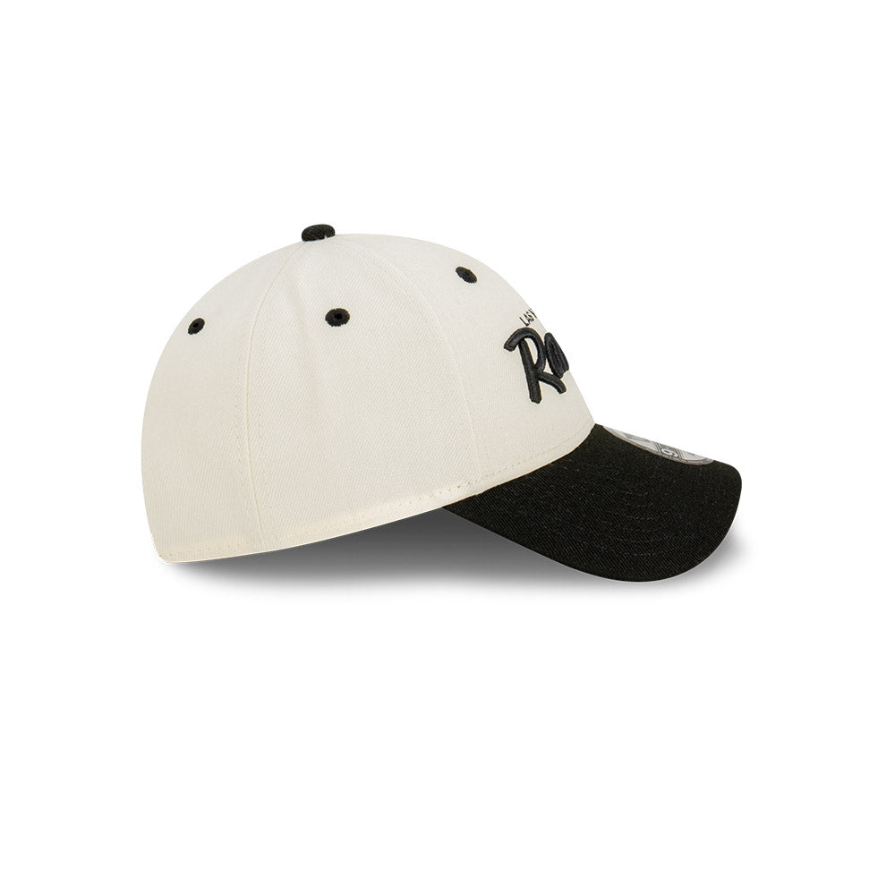 Las Vegas Raiders Hat - White Black Script Logo 9Forty Snapback - New Era