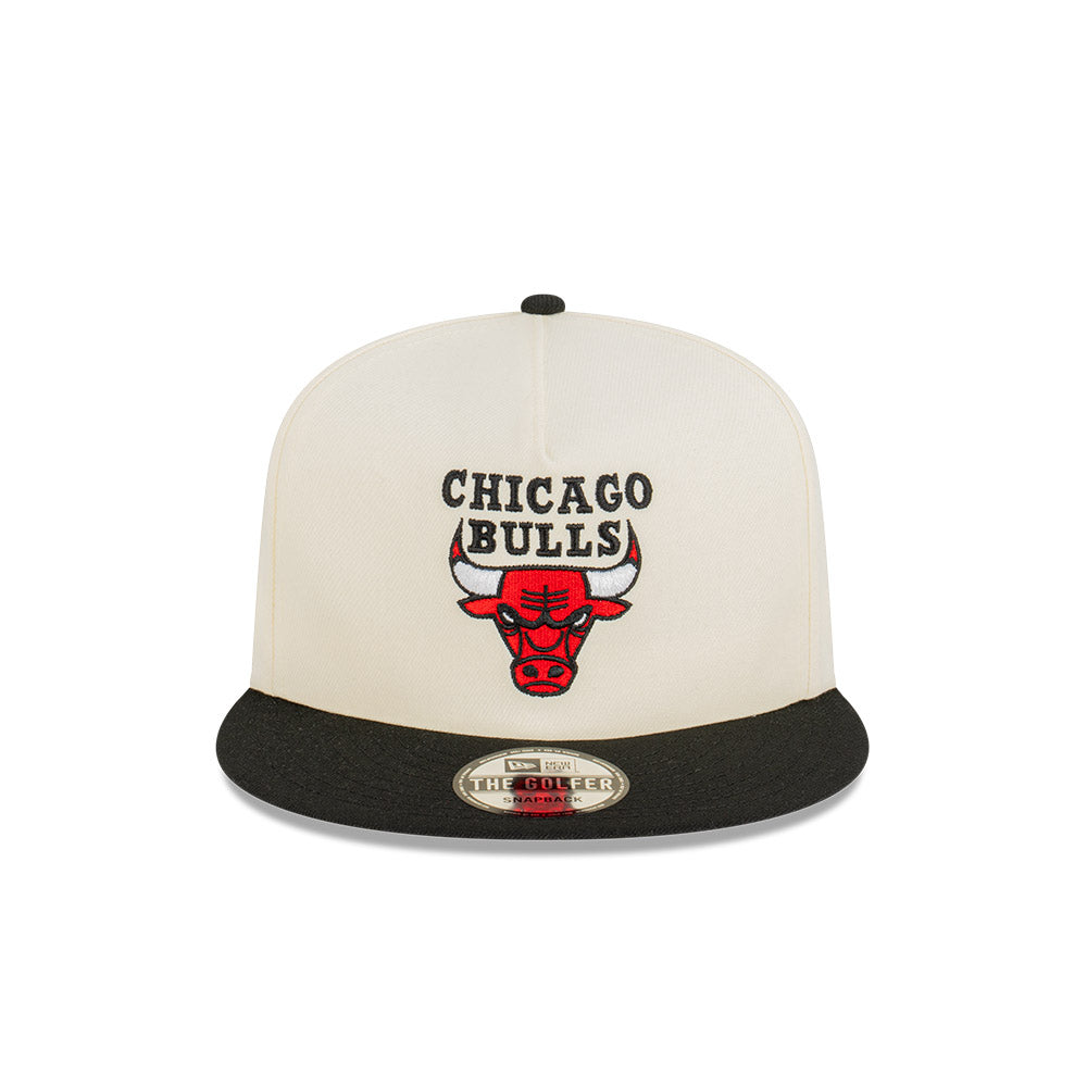 Chicago Bulls Hat - White & Black Two Tone Golfer Snapback - New Era