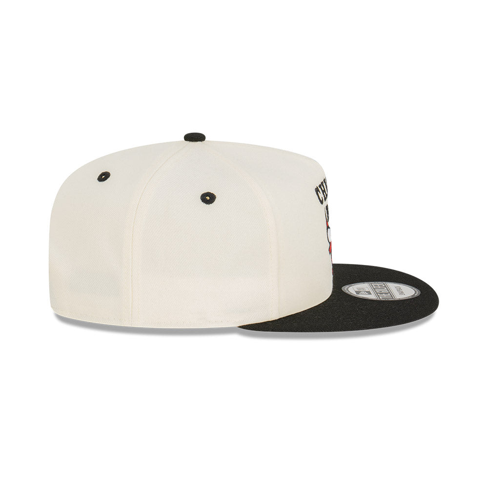 Chicago Bulls Hat - White & Black Two Tone Golfer Snapback - New Era