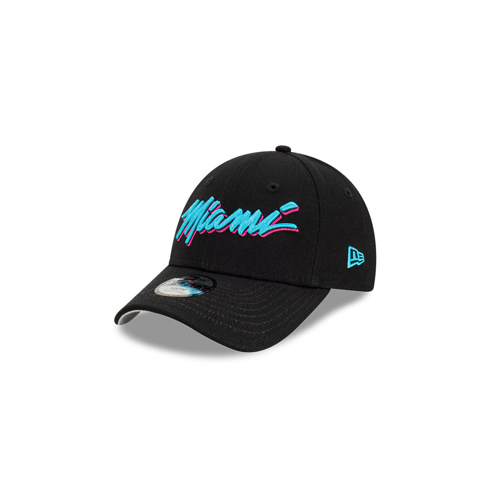 Miami Heat Youth Hat - Black NBA Wordmark Strapback - New Era