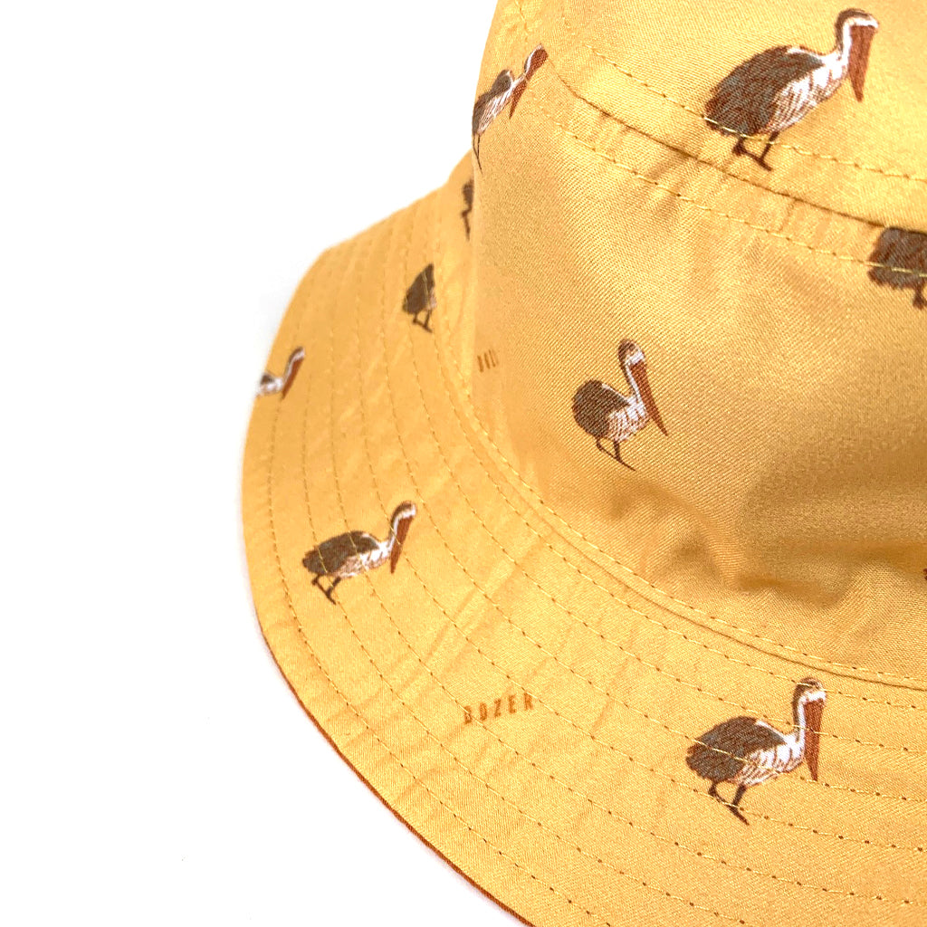 Dozer Baby Boys Bucket Hat Mustard Pelican Print Broulee