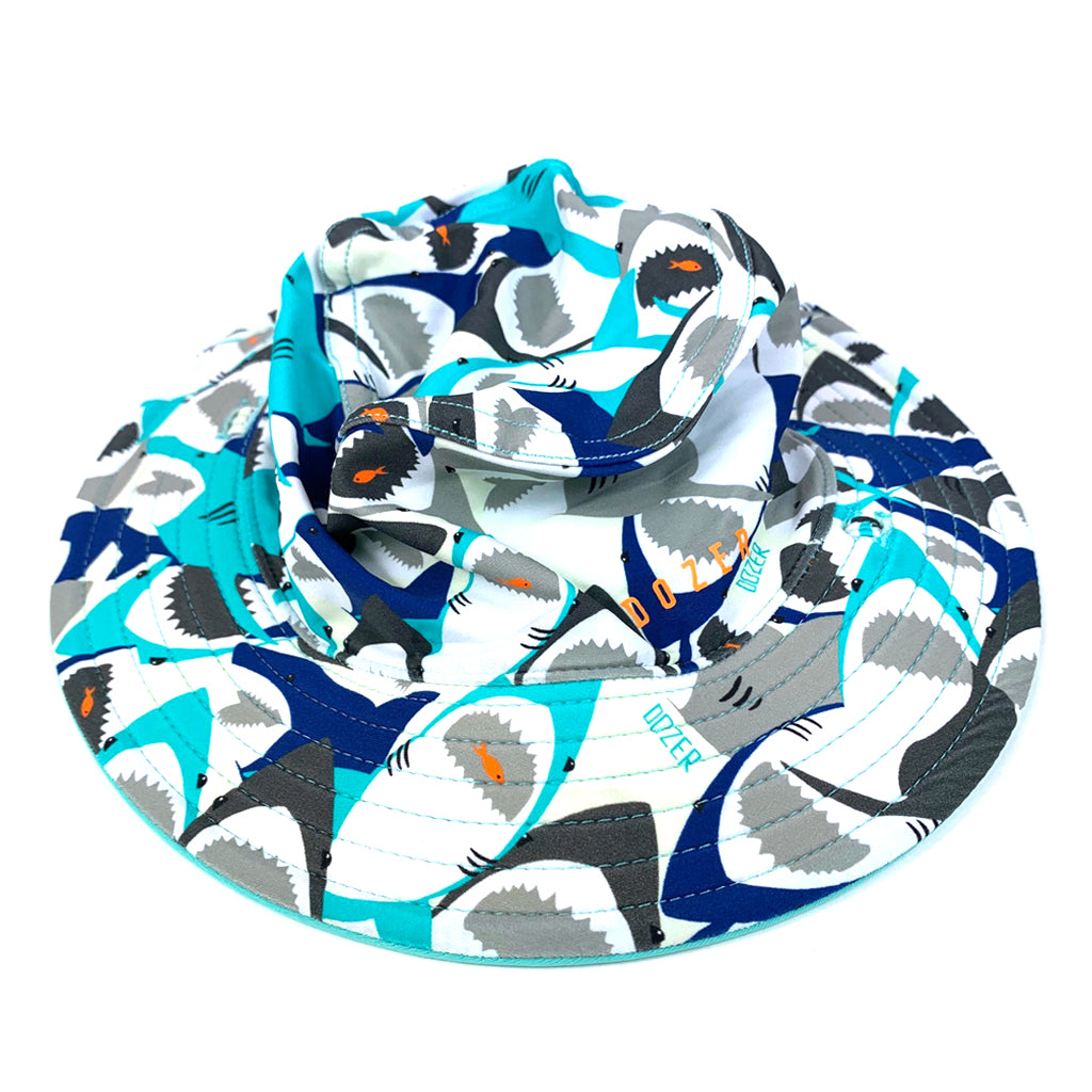 Dozer Baby Boys Swim Bucket Hat Multi Colour Shark Print Chomp