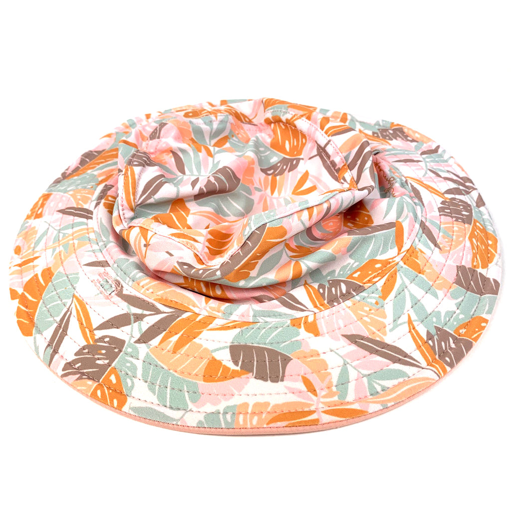 Millymook Girls Swim Bucket Hat Blush Plant Print Demi