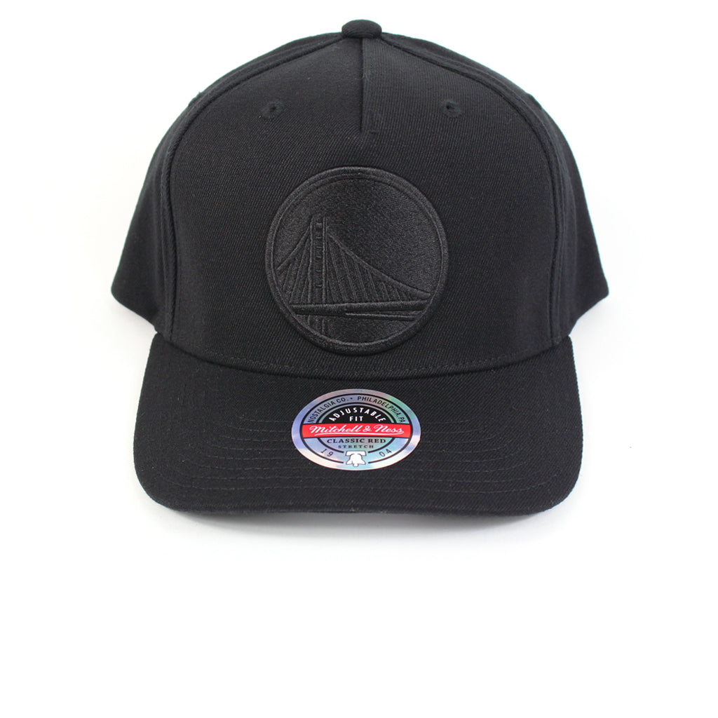 Mitchell & Ness Golden State Warriors Black Black Logo Redline Snapback