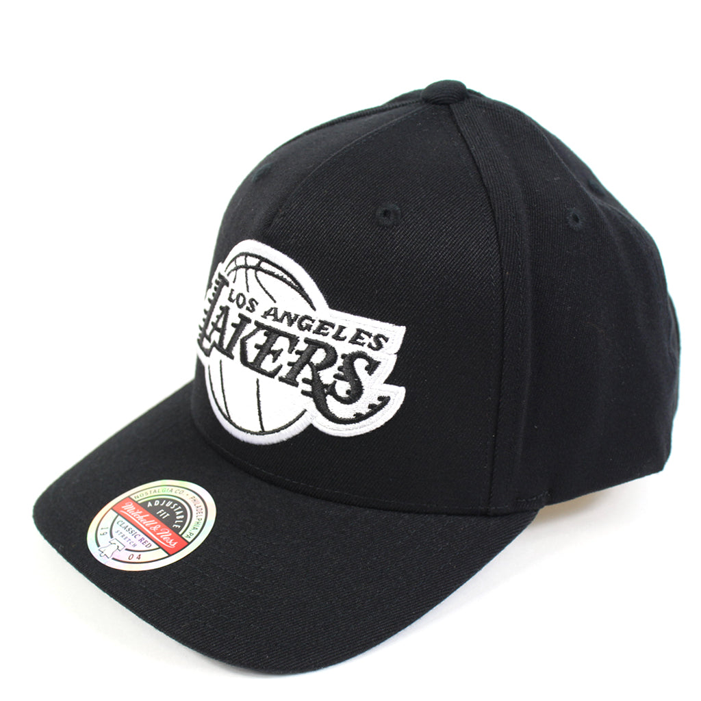 LA Lakers Hat - Black White Logo Redline NBA Snapback Cap - Mitchell & Ness