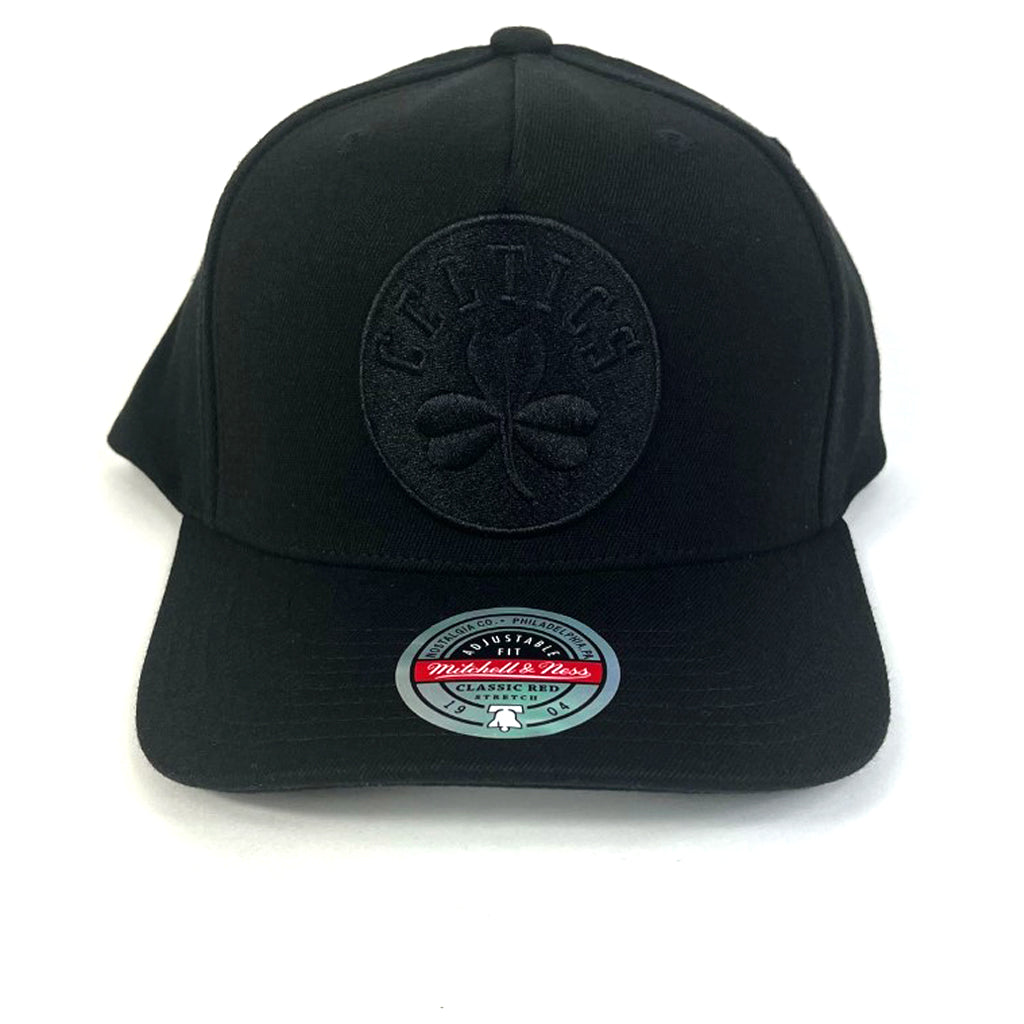 Boston Celtics Hat Black With Black Logo Redline Snapback Mitchell & Ness