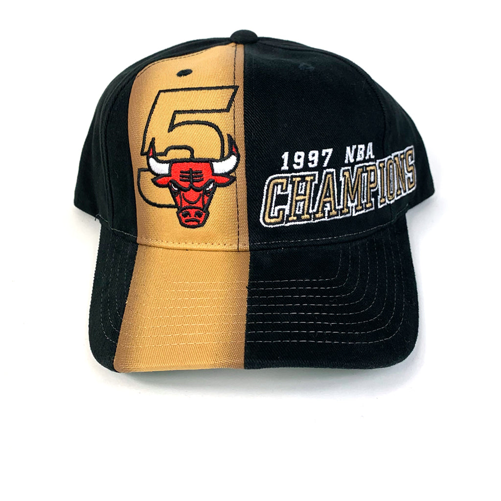 Chicago Bulls Hat Black Gold 1997 NBA Champs DS Snapback Mitchell & Ness