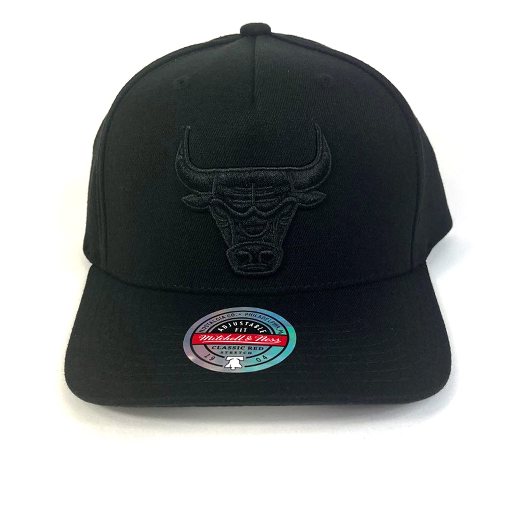 Chicago Bulls Hat Black With Black Logo Redline Snapback Mitchell & Ness