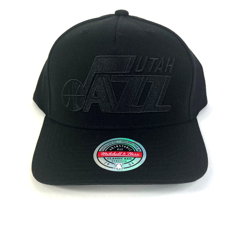 Utah Jazz Hat Black With Black Logo Redline Snapback Mitchell Ness