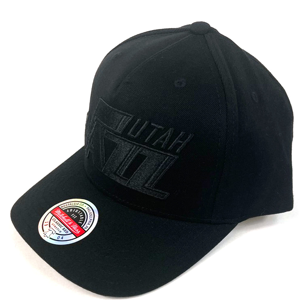 Utah Jazz Hat Black With Black Logo Redline Snapback Mitchell Ness