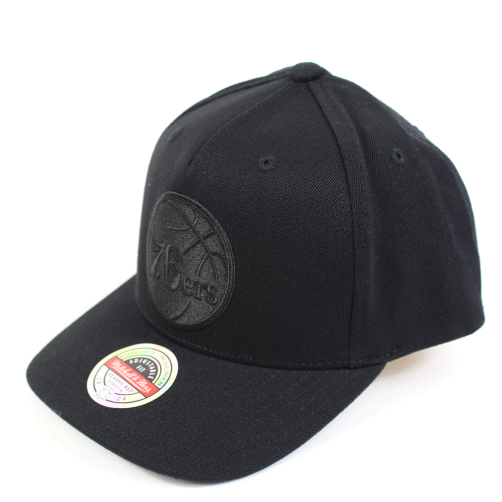 Mitchell and Ness Philadelphia 76ers Black Black Logo Redline Snapback