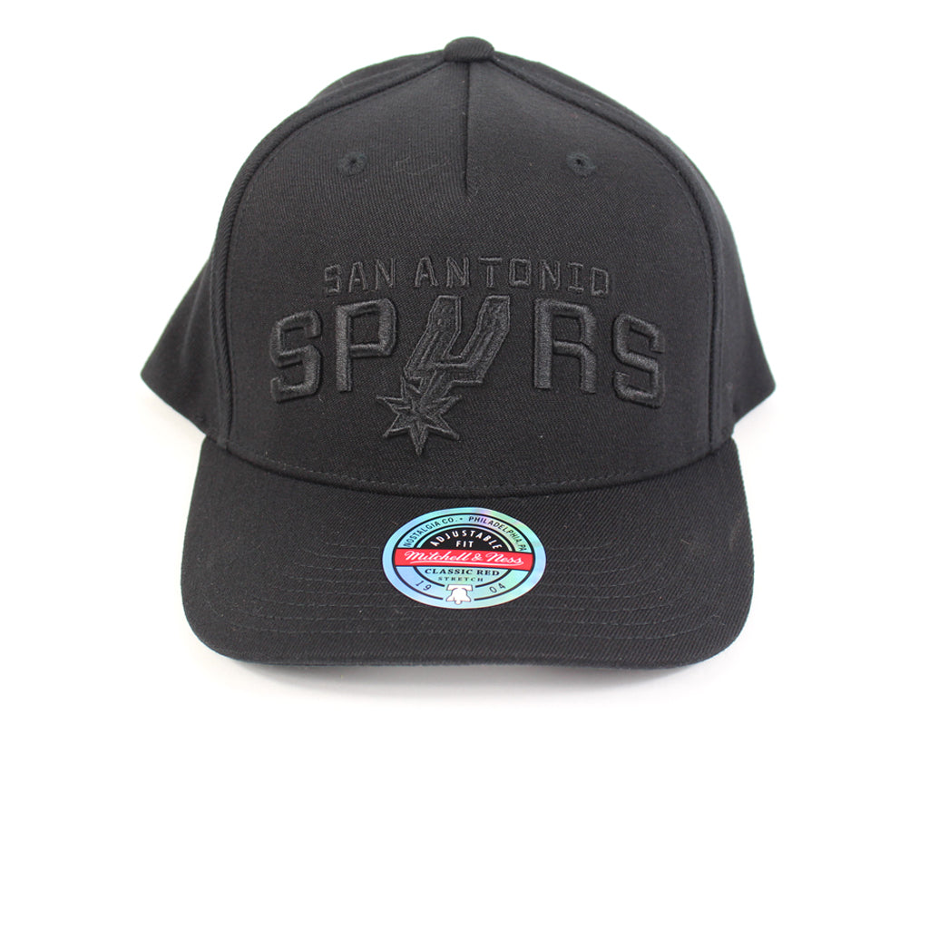 Mitchell and Ness San Antonio Spurs Black Black Logo Redline Snapback