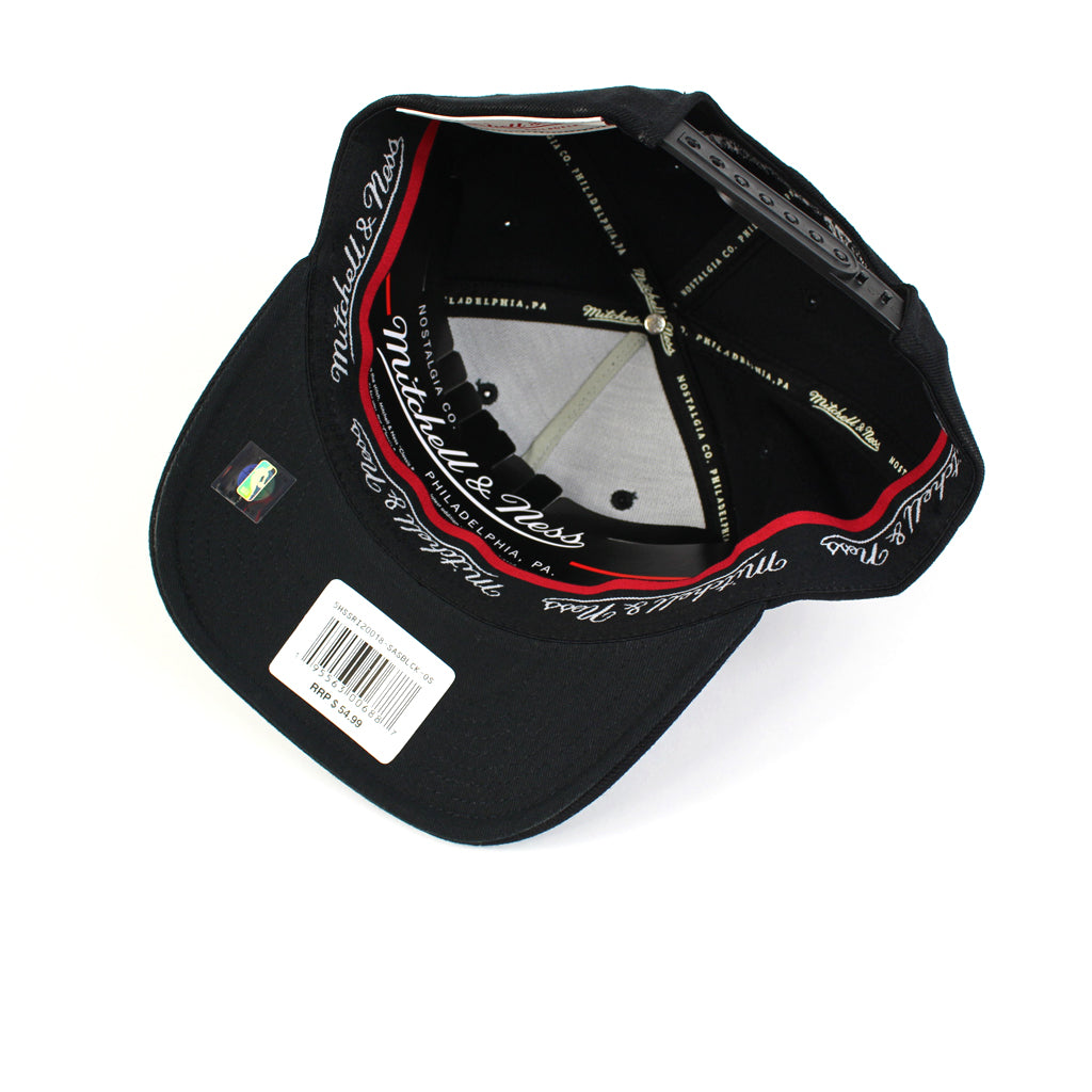 Mitchell and Ness LA Lakers Black White Logo Redline Snapback