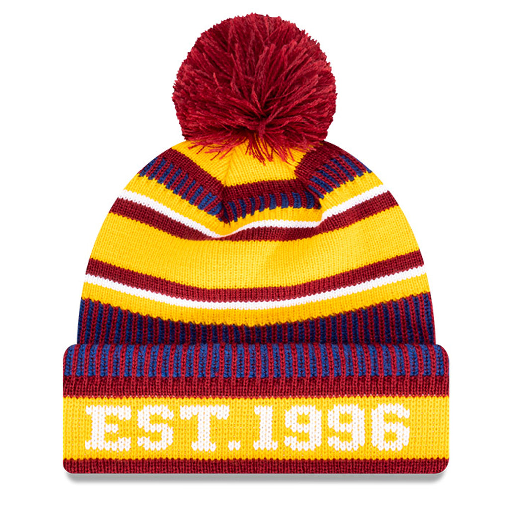 Brisbane Lions Beanie 2022 AFL Established Date Pom Knit New Era