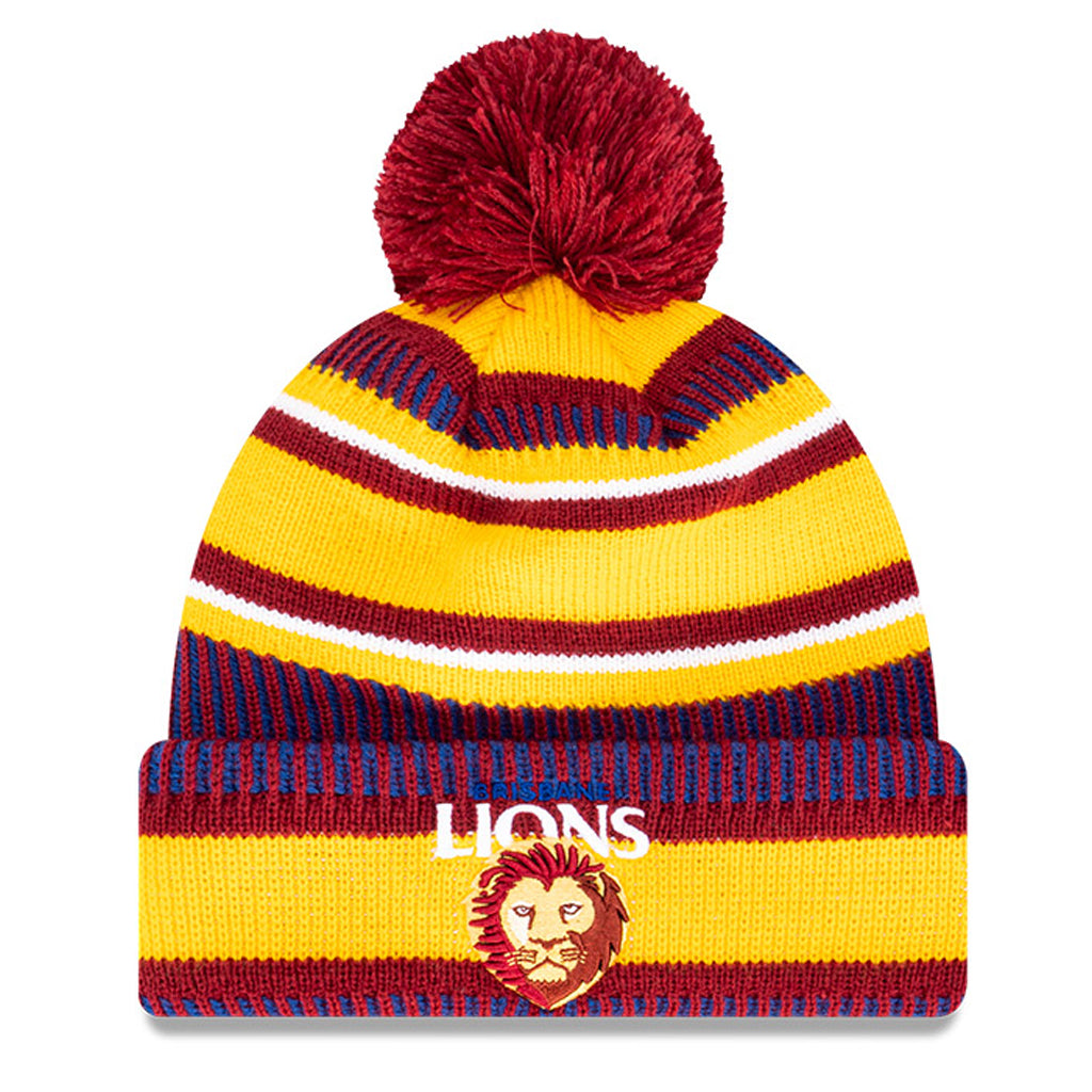 Brisbane Lions Beanie 2022 AFL Established Date Pom Knit New Era