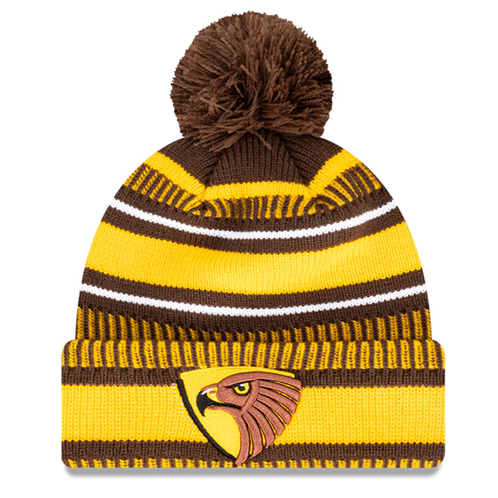 Hawthorn Hawks Beanie AFL Established Date Pom Knit New Era