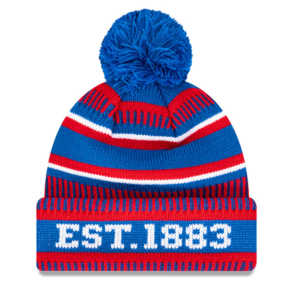 Western Bulldogs Beanie 2022 AFL Established Date Pom Knit New Era