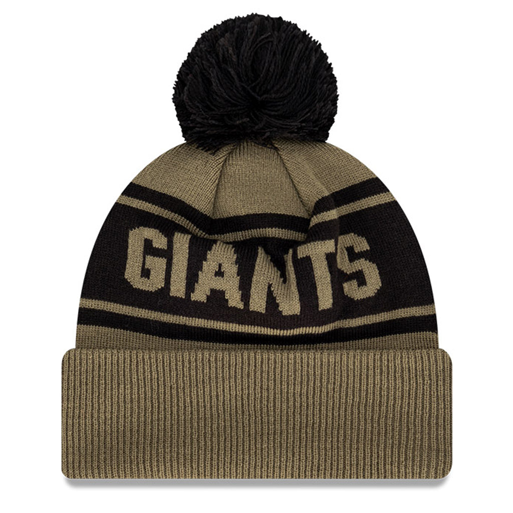 GWS Giants Beanie - 2022 AFL Olive Black Pom Knit - New Era