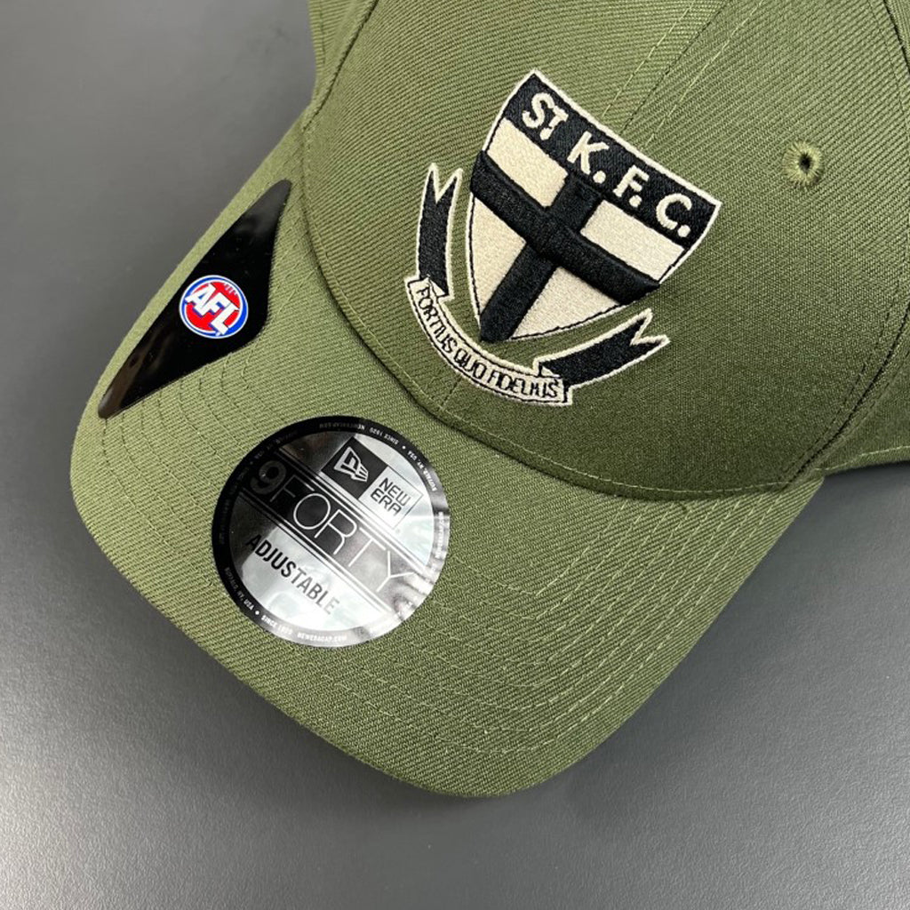 St Kilda Saints Hat - 2022 AFL Olive Stone Black 9Forty - New Era