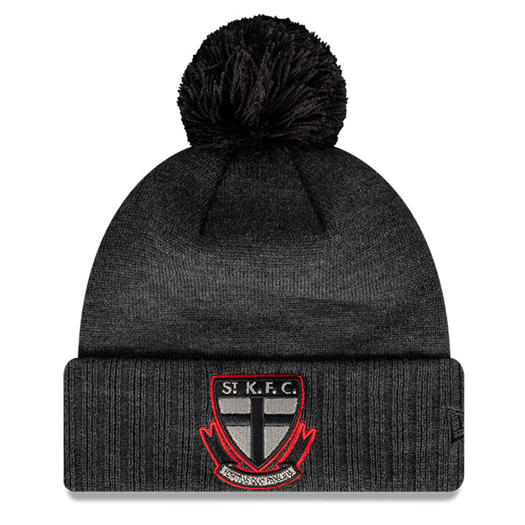 St Kilda Saints Beanie Charcoal AFL 2021 Pop Outline Pom Knit New Era