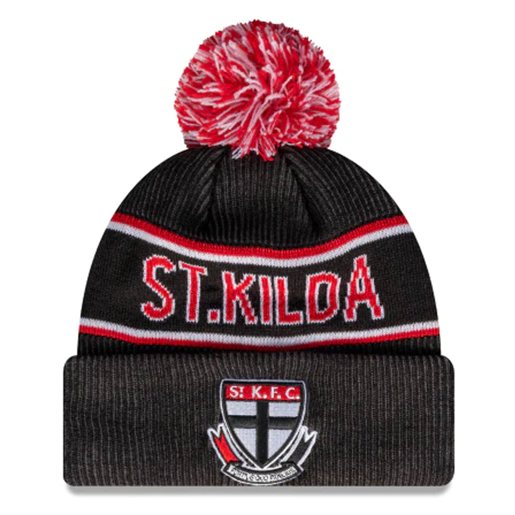 St Kilda Saints Beanie Black AFL 2021 Authentic Pom New Era