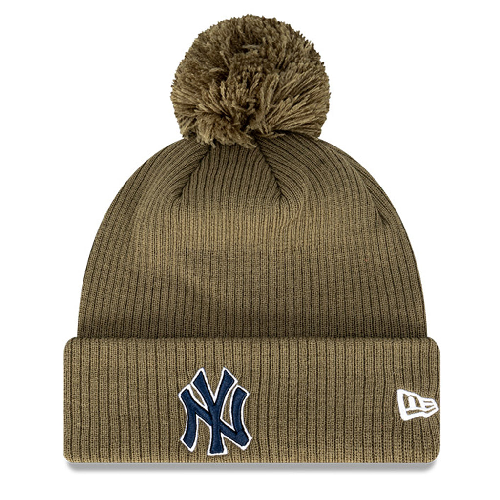New York Yankees Beanie Olive Medium Pom Knit - New Era