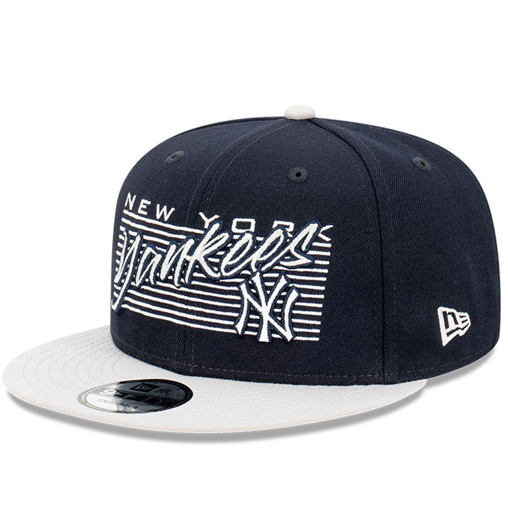 New York Yankees Hat - Navy Script Block 9Fifty Snapback - New Era