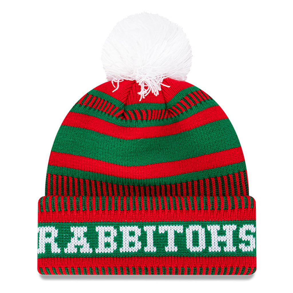 South Sydney Rabbitohs Beanie - 2022 NRL Cuff Wordmark Pom Knit - New Era