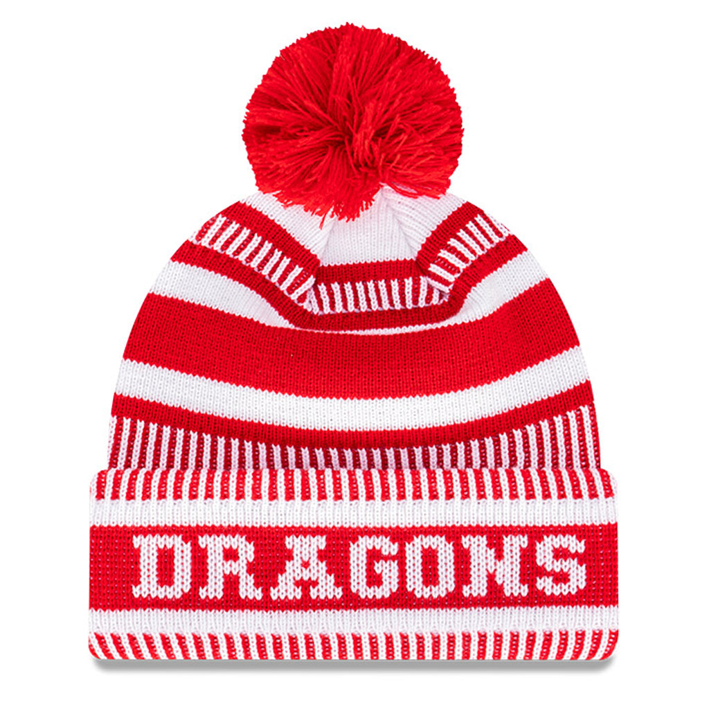 St George Illawarra Dragons Beanie - 2022 NRL Cuff Wordmark Pom Knit - New Era