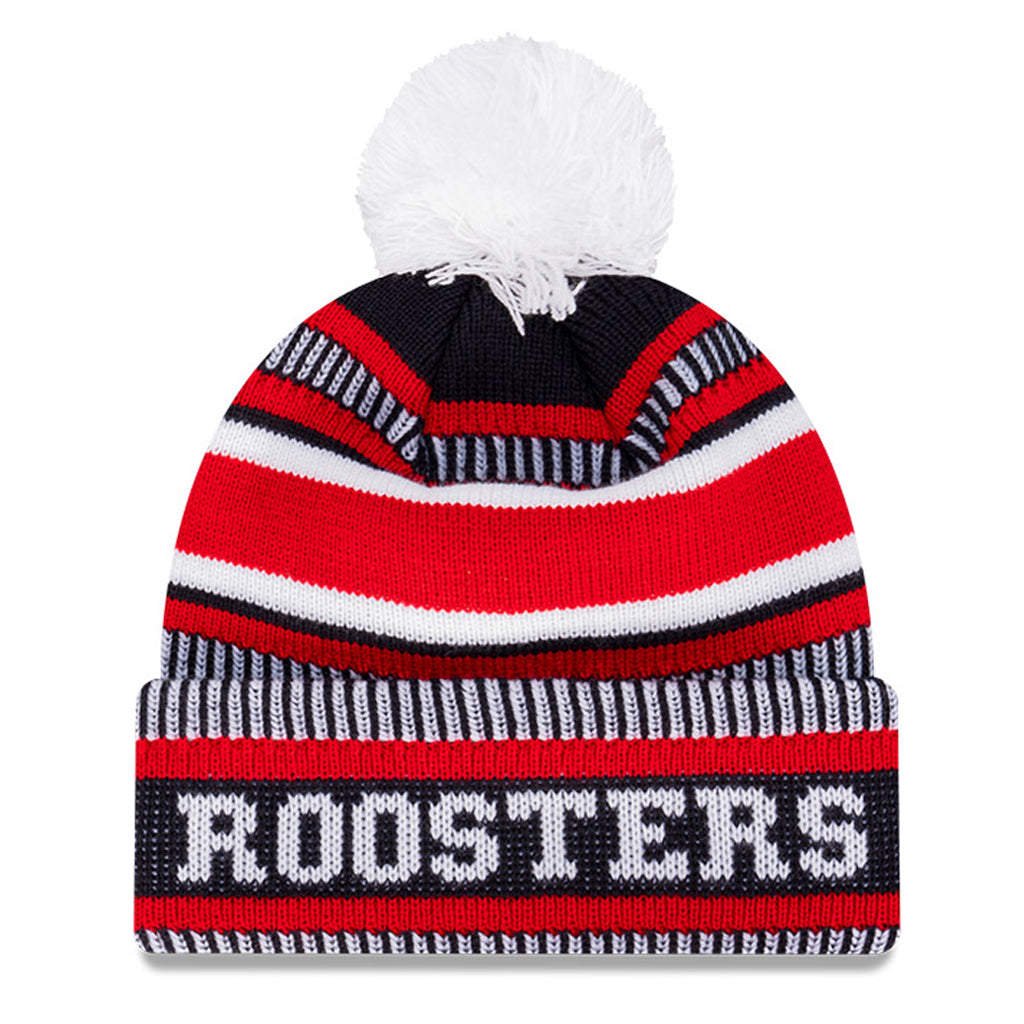 Sydney Roosters Beanie - 2022 NRL Cuff Wordmark Pom Knit - New Era